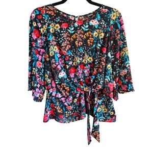 Express Floral Side Tie Blouse L
